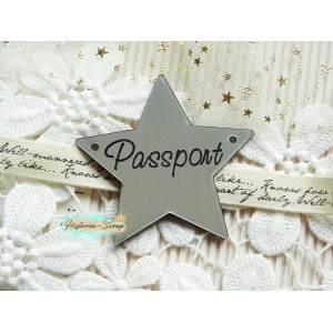 Бирка пластиковая для обложки на паспорт "Звезда" ENG, цвет серебро, 60*60 мм