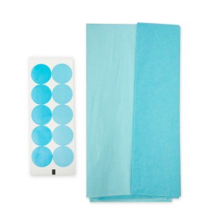 Бумага упаковочная тишью "Stilerra" + стикеры, цвет нежно-голубой/голубой, 50 см х 70 см, 1 уп (10 шт)