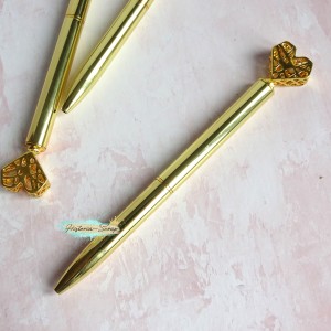 Ручка шариковая "Алмазное Сердце", цвет золото