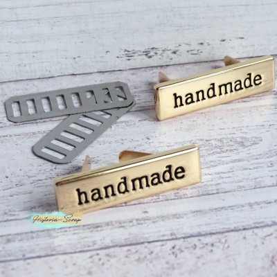 Лейбл металлический "Handmade", цвет золото