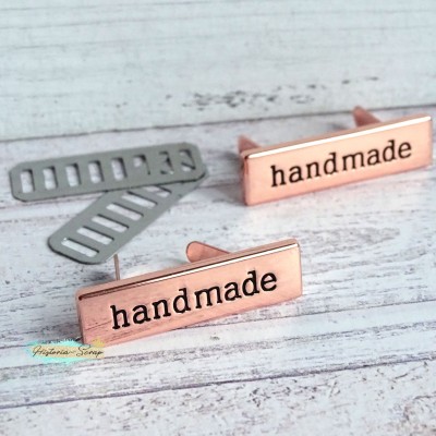 Лейбл металлический "Handmade", цвет розовое золото