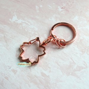 Крепление для подвесок - кольцо+Цветок (скоба), цвет розовое золото