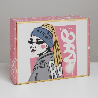Коробка подарочная "Девушка в очках" 27 × 21 × 9 см