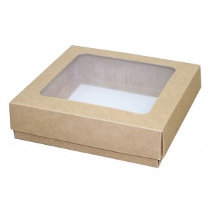 Крафт-коробка с окном 20 х 20 х 4 см